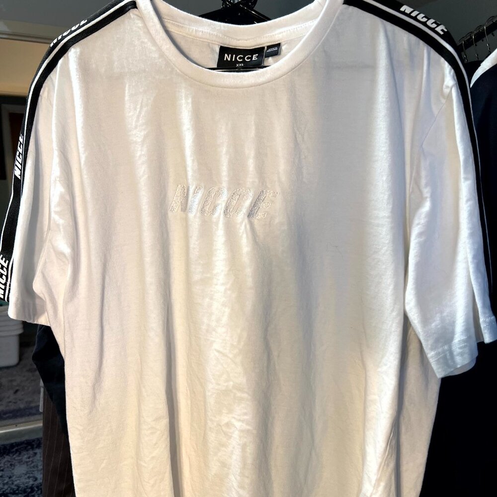 Nicce White Embroidered Logo 100% Cotton Tee T-Shirt SZ XXL